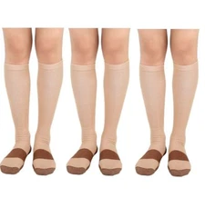 (3 Pairs) Copper Infused Compression Socks 20-30mmHg Graduated Mens Womens S-XXL