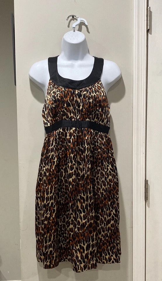 Y2K Vintage Betsey Johnson Baby Doll 100% Silk  Leopard Dress Size 4