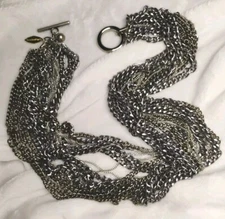 Awesome! SOO IHN KIM Heavy Chain Multiple Strand Statement Necklace, Pre-owned!