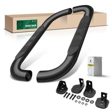 4" Black Steel Oval Side Step Bars for Chevy Silverado GMC Sierra 1500 1999-2018