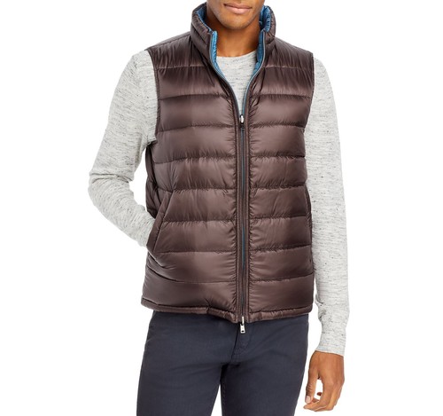 Herno 284218 Men Reversible Down Vest Light Blue/Pewter Brown Size 46 US (56 EU) - Picture 4 of 5