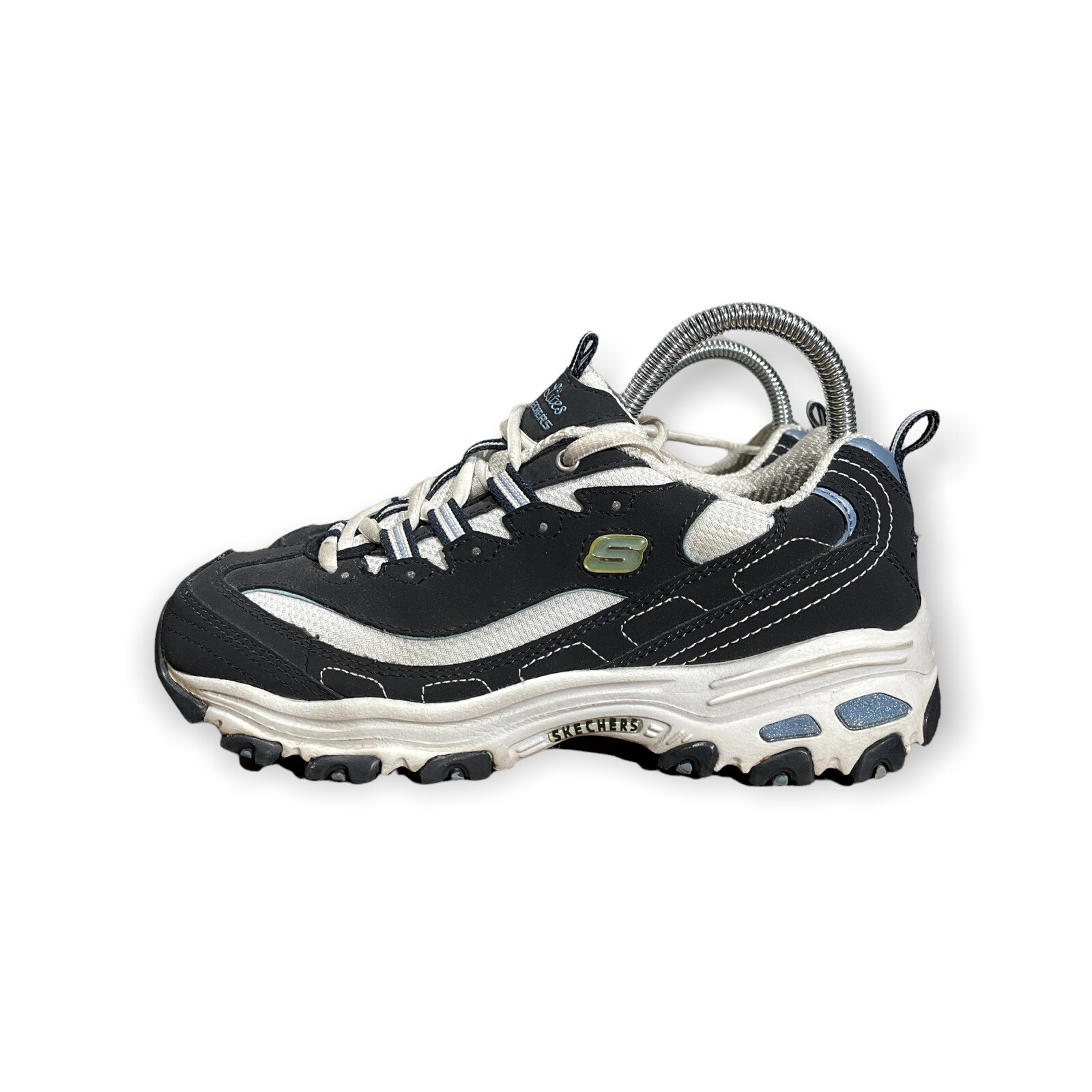 Skechers D'Lites Women's 7.5 Navy Blue White Glitter Low Top Sneaker Shoes  | eBay