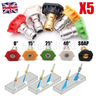 JOYCITY20 5X Wash Quick Release Nozzle Spray Pressure Washer Jet (5 Angle and Jet Size) UK