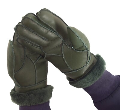 Mens Leather Merino Shearling Sheepskin Luxury Gloves Designer Look  UK