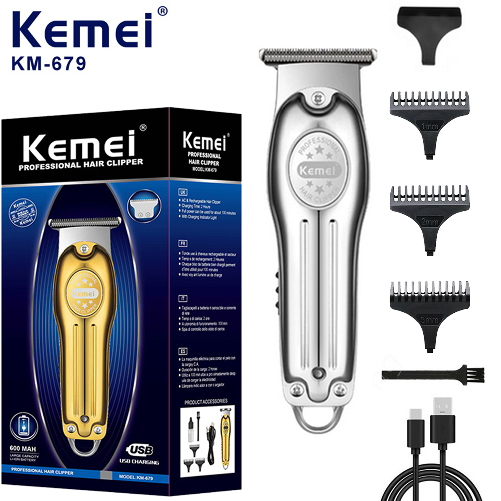 Kemei Professional Rechargeable Hair Clippers, Gold Wireless Cordless Trimmers