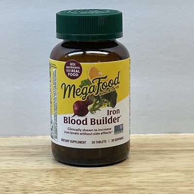 MegaFood Iron Blood Builder 30 Tablets Dairy-Free, Kosher, Gluten-free Exp4/27