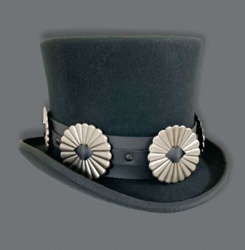 Costume punk extra-large Western concho cuir véritable chapeau fou - Photo 1 sur 5