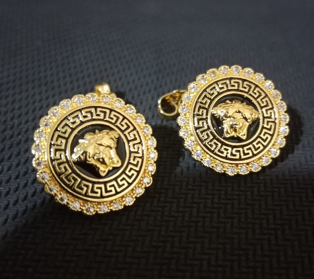 Versace Medusa Stainless Steel, Gold-Tone Earring