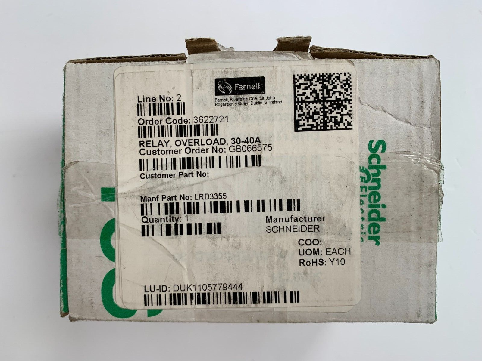 Schneider Electric LRD3355 Thermal Overload Relay 1NO + 1NC 40A rating 3P TeSys