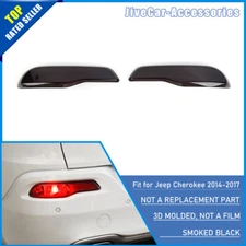1 Pair Rear Taillight Fog Light Lamp Cover Trim For Jeep Cherokee 2014-17 Smoked