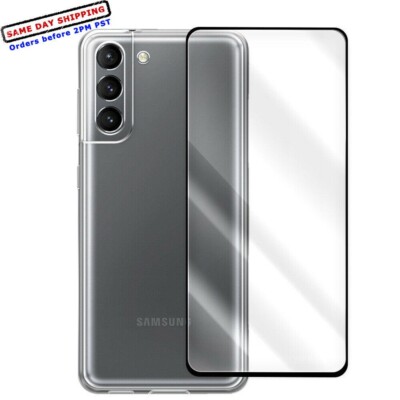 Tempered Glass Screen Protector Back TPU Case F Samsung Galaxy S21 FE 5G G990U