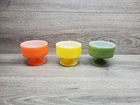 3 Vintage Mid Century Federal Glass Footed Dessert Sherbet Cups Multi Frosted