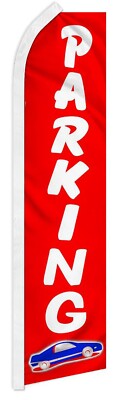 2 Pack Parking Red Advertising 2.5'x11.5' Super-Knit Poly Swooper Super Flag