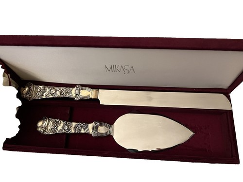 MIKASA - Silver Plate Cake Knife & Server Velvet Case | eBay