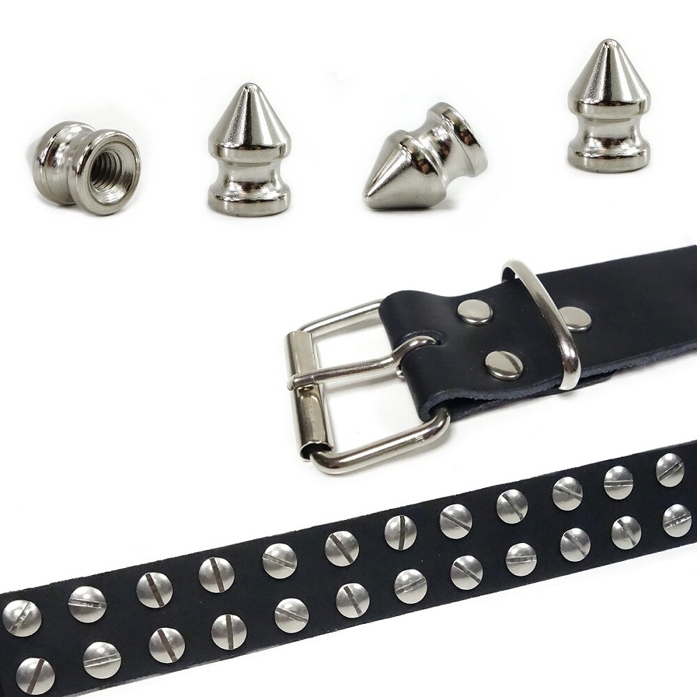 Gothic Kleid Mädchen Nietenhalsband Choker Aus Echtleder – Mit 12mm Spitznieten (Killernieten), Verstellbar, Gothic-Style Freddy Mercury Zähne