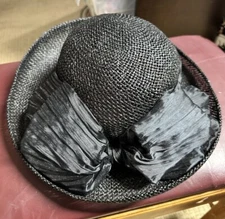 Cappelli Straw World Miami Florida Black Hat  Wide Brim Cottage