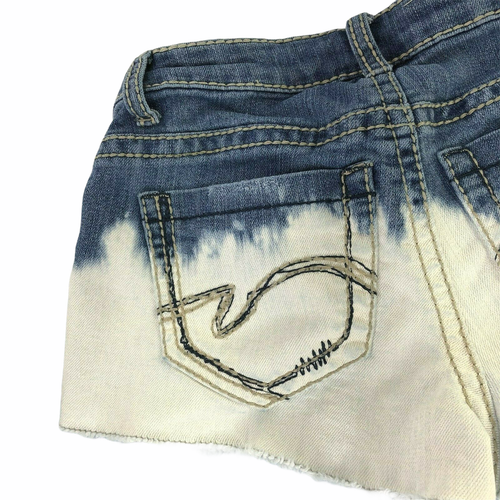 Pantalones Cortos Denim Blanqueados Dip Dye Para Mujer Talla 1 Desgastados Corte Mini Mossimo - Imagen 5 de 8