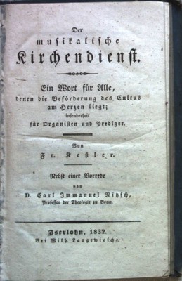 Der musikalische Kirchendienst. Ein Wort für Alle, denen die Beförderung des Cul
