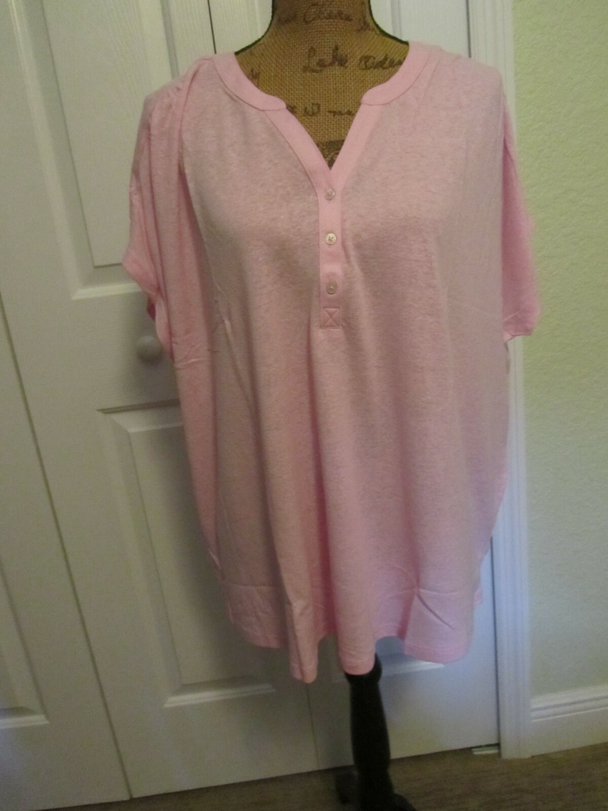 V217 STYLE & COMPANY Women's Pink Henley Top Plus Size 2X, New eBay