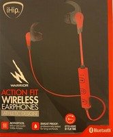 iHiP Warrior Action Fit Wireless Earphones Athletic Design Sweat Proof Bluetooth