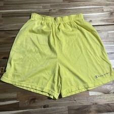 Vintage Champion Spell Out Women Medium Gym Shorts Lemon