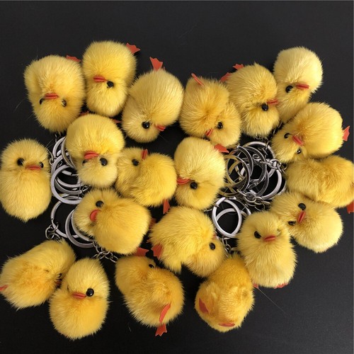 10 pezzi/lotto vera pelliccia di visone pulcino anatra portachiavi pelliccia palla borsa telefono ciondolo bambini regalo - Foto 5 di 10