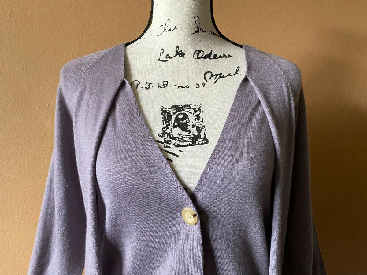 PORTS 1961 Lavender 100 Cashmere 3 4 Sleeve cardigan Sweater Size Medium