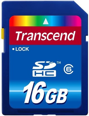 Transcend 16 GB Class 6 SDHC Flash Memory Card - Grade A (TS16GSDHC6)