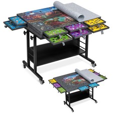 2000 Piece Foldable Felt Jigsaw Puzzle Board with Height Adjustment, Puzzle T...