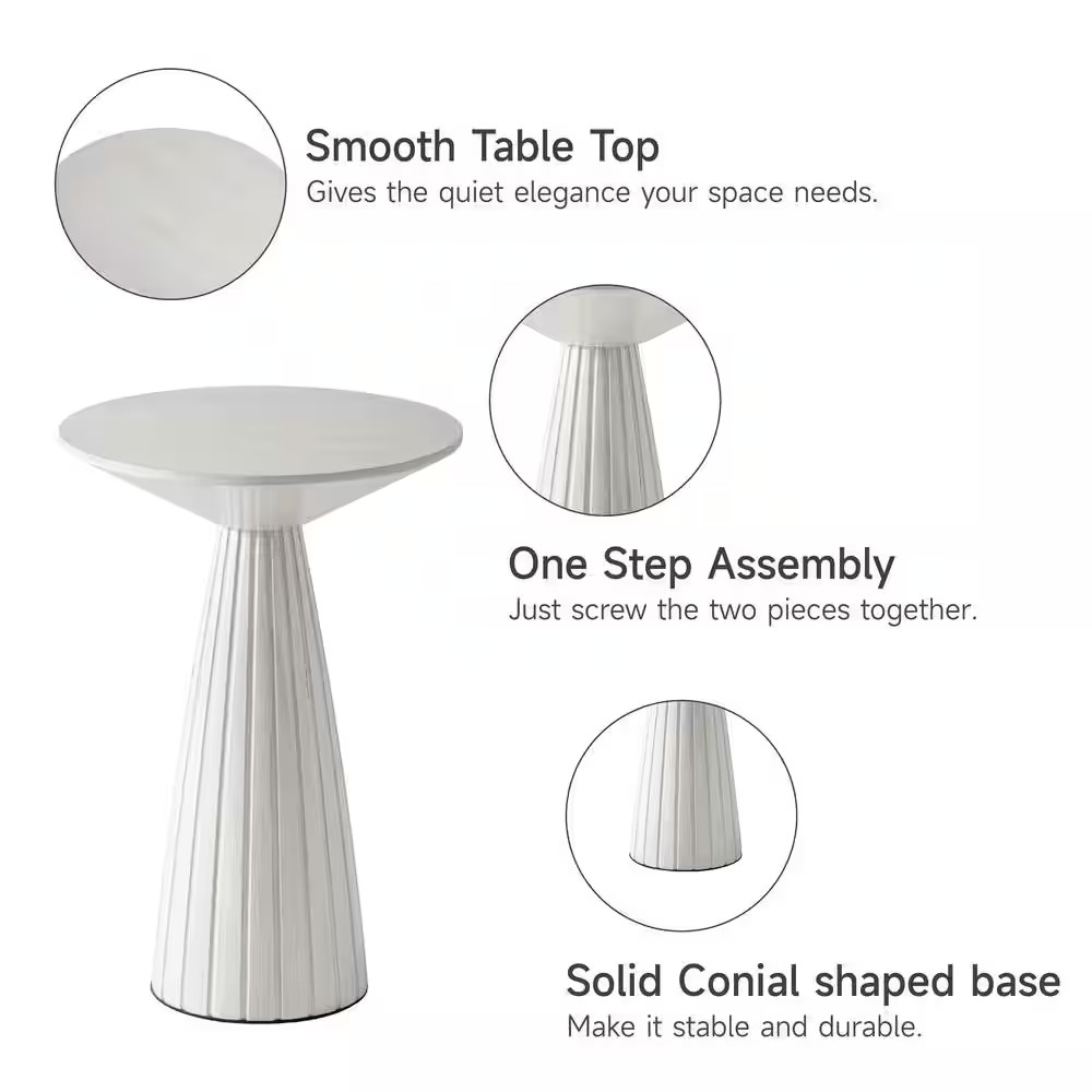 Pedestal 13.5 in.Width White Round Solid Wood End Table PH03095-1 Free Shipping
