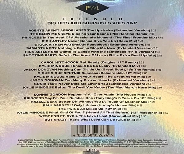 Various Artists Pwl Extended (Big Hits and Surprises Vols.1 & 2) triple CD UK - Bild 2 von 2