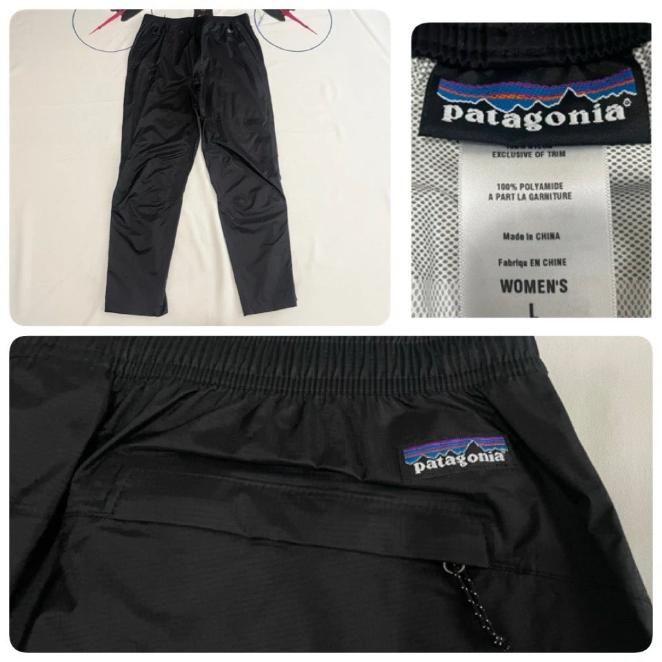 NWOT Womens Patagonia Torrentshell Rain Pants H2No Waterproof Black L