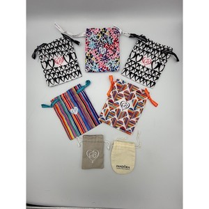 Brighton & Pandora Jewelry Pouches Lot of 7 Mixed Fabric Drawstring Bags