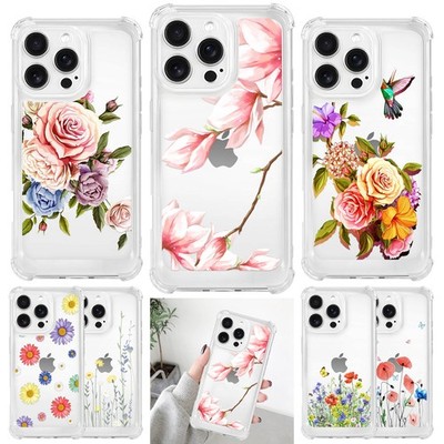 Flower Design Phone Cover For iPhone 15 14 16 Samsung A54 A55 Soft Silicone Case