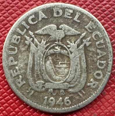 Ecuador 1946 Copper-Nickel 20 Centavos. Philadelphia Mint. KM# 77.1b