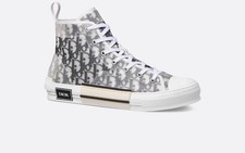 B23 League High-Top Sneaker White and Black Dior Oblique Canvas, 6-61/2