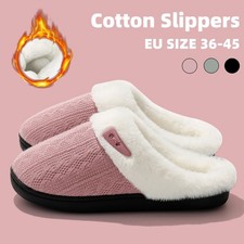 Women's Plush Slippers Fleece-Lined Cozy Warm Indoor Non-Slip Cotton House Shoes