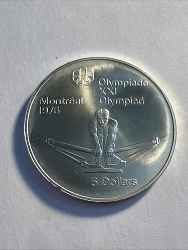 1974 Canadian $5 Montreal Olympics Commemorative Rowing  Design 92.5% 24 gram