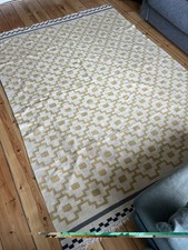Ikea rug kilim Alvine Ruta cream blue geometric flat woven Scandi 2.45m X 1.65m