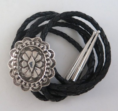 Sterling Silver Ornately Stamped Scalloped Southwestern Bolo Tie