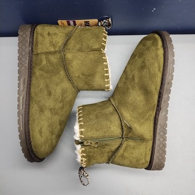 ⭐️an⭐️ Muk Luks Truvie Booties Womens Size 8 Olive Upper Fabric Cozy Side