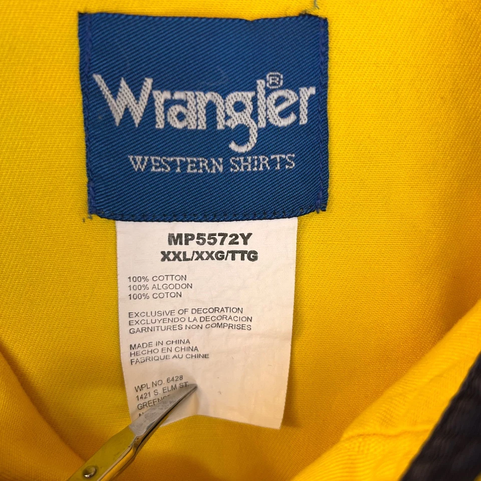 Camisa Wrangler Amarilla Para Hombre 2XL Western Rodeo XXL Logo Bordado Manga Larga Foto 3 de 4