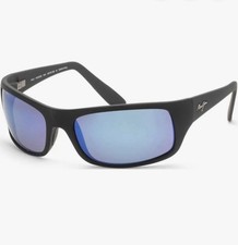 NEW Maui Jim PEAHI Black POLARIZED Blue GLASS Lens Sunglasses B202-2M