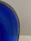 Signed W E Porter 1983 Pulled Feather Blue Iridescent Art Glass Paperweight Dish — photo 8