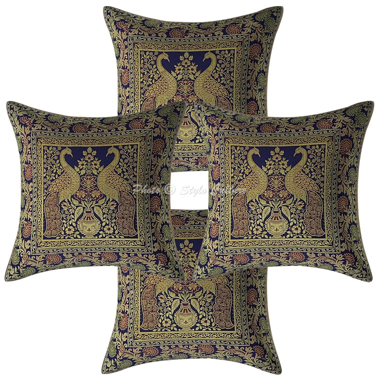 Bohemian Brocade Throw Pillow Covers Jacquard Peacock Home Decor Cushion Cover