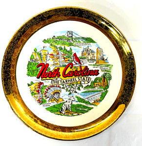 North Carolina Souvenir Collectors 9" Plate with Stylish Golden Trim
