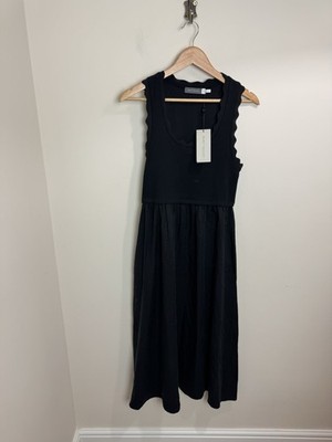 Mint Samt Jakobsmuschel Detail Web Mix Kleid Medium Schwarz Neu Mit Etikett