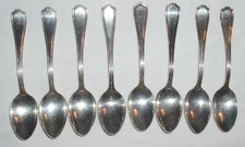 8~ REED & BARTON STERLING 'HEPPLEWHITE-PLAIN'  5 5/8" TEASPOONS  195.7 Gr   #1