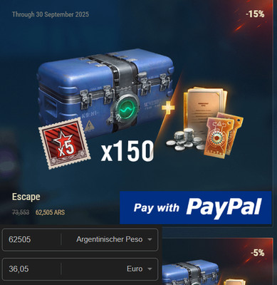WOT ACC/ Argentinisches PAYMENT/ 73% billiger als EURO / 2x Tier X/ Infos lesen!