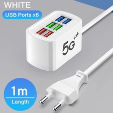 6 Port USB Hub Fast Wall Charger Station Multi-Function Desktop AC Power Adapter